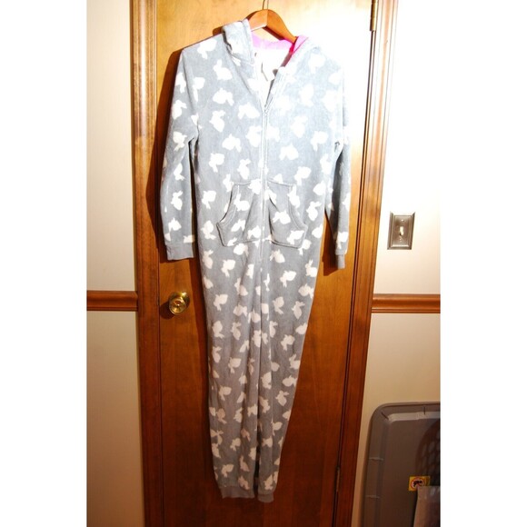 Forever 21 Plush Bunny Pajama One Piece in Grey Women's Size Medium EUC - Picture 1 of 6